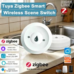 ZigBee Water Leak Sensor Flood Detector with Tuya Smart Life APP Alarm Security System Compatible with Zigbee Gateway