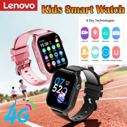 Lenovo New Upgrade 4G Kids Smart Watch GPS Tracker Video Call Sim Card SOS HD Camera Waterproof for Boys Girls with Earphone