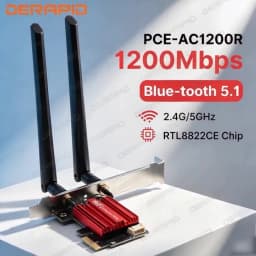 AC1200 PCIe WiFi Card Bluetooth 5.1 Desktop Network Adapter 1200Mbps Dual Band 5GHz 867Mbps Wireless Card for Windows 10 11
