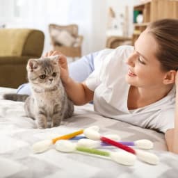 6PCS Felt Cotton Swabs Cat Toys Lightweight Chew Dental Interactive Kick Stick Teething Soft Giant Swabs Cat Toy Cat Lovers