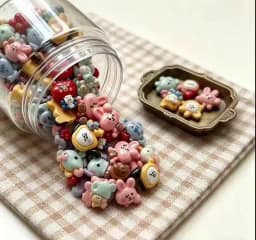BT21 Bead Cartoon Bead Resin Bts Straight Hole Bead DIY Mobile Phone Chain Pendant Accessories LINE FRIENDS