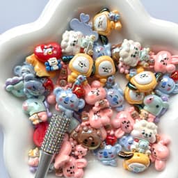 BT21 Bead Cartoon Bead Resin Bts Straight Hole Bead DIY Mobile Phone Chain Pendant Accessories LINE FRIENDS