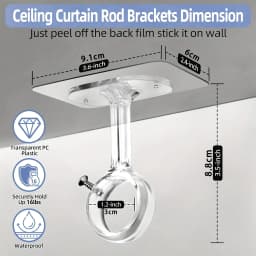 2/4/6/8Pcs Self Adhesive Curtain Rod Bracket No Drill Heavy Duty Ceiling Mount Hook Holder For Bedroom Wardrobe Window