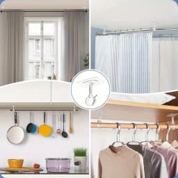 2/4/6/8Pcs Self Adhesive Curtain Rod Bracket No Drill Heavy Duty Ceiling Mount Hook Holder For Bedroom Wardrobe Window