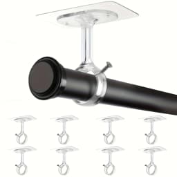 2/4/6/8Pcs Self Adhesive Curtain Rod Bracket No Drill Heavy Duty Ceiling Mount Hook Holder For Bedroom Wardrobe Window