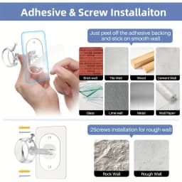 2/4/6/8Pcs Self Adhesive Curtain Rod Bracket No Drill Heavy Duty Ceiling Mount Hook Holder For Bedroom Wardrobe Window