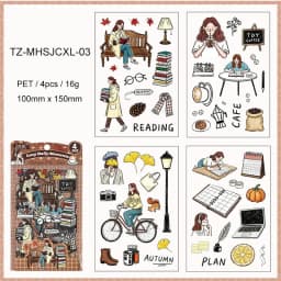 JIANWU Good Collection Book Series Vintage Life Character Landscape Material Collage PET Sticker Creative DIY Journal Stationery