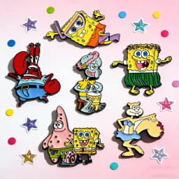 6pcs SpongeBob Enamel Pin Set Cartoon Brooches Metal Badges for Backpack Clothing Jewelry Collection Holiday Gift for Friends
