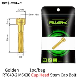 RISK 1PCS M6x30 M6x35 M6x40 M6x50mm Bicycle Headset Bolts Titanium Stem Cap Screws for Mountain MTB Road Bike M6*30/35/40/50mm