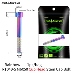 RISK 1PCS M6x30 M6x35 M6x40 M6x50mm Bicycle Headset Bolts Titanium Stem Cap Screws for Mountain MTB Road Bike M6*30/35/40/50mm