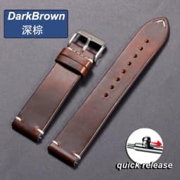 18mm 19mm 20mm 22mm 21mm 24mm Vintage Oil Wax Watchband Universal Stitching Strap Business Vintage Brown Watch Band Accessories