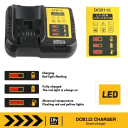 DCB112 Lithium Battery Charger - Suitable for 10.8V, 12V, 14.4V, 18V, 20V DCB Series Lithium-ion Batteries