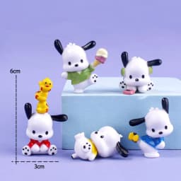 5Pcs-Set Sanrio Cinnamoroll Anime Figure Pochacco Kuromi Pom Purin Hello Kitty Action Toys Model Doll My Melody Gifts