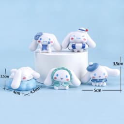 5Pcs-Set Sanrio Cinnamoroll Anime Figure Pochacco Kuromi Pom Purin Hello Kitty Action Toys Model Doll My Melody Gifts