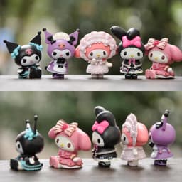 5Pcs-Set Sanrio Cinnamoroll Anime Figure Pochacco Kuromi Pom Purin Hello Kitty Action Toys Model Doll My Melody Gifts