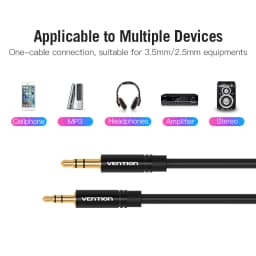 Vention Aux Cable 2.5mm to 3.5mm Audio Cable Jack 3.5 to 2.5 Male Aux Cable For Car Smartphone Speaker Headphone Mobile Phone