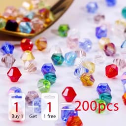 Buy 1 And Get 1 Free 4mm Shiny Crystal Beads Bicone Beads Glass Beads Loose Spacer Beads for Bracelet DIY Jewelry Making 200pcs