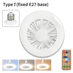 2-in-1 E27 Socket Fan Light Remote Control 85-265V Energy Saving Silent LED Ceiling Fan for Bedroom Kitchen Living Room