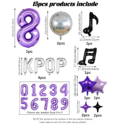 15pcs K-Pop Music Theme Birthday Balloon Decoration Set—Ideal for K-Pop Themed Birthday Parties, Social Media Video Backdrops