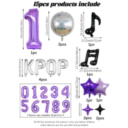 15pcs K-Pop Music Theme Birthday Balloon Decoration Set—Ideal for K-Pop Themed Birthday Parties, Social Media Video Backdrops