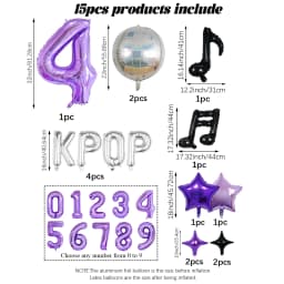 15pcs K-Pop Music Theme Birthday Balloon Decoration Set—Ideal for K-Pop Themed Birthday Parties, Social Media Video Backdrops