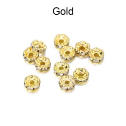 50/100pcs 4 6 8 10mm Gold Color Rhinestone Rondelles Crystal Bead Loose Spacer Beads for DIY Jewelry Making Accessories Supplies