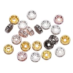 50/100pcs 4 6 8 10mm Gold Color Rhinestone Rondelles Crystal Bead Loose Spacer Beads for DIY Jewelry Making Accessories Supplies