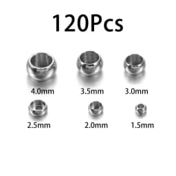 100/120pcs 1.5 2.5 4mm Stopper Spacer Beads Stainless Steel Big Hole Ball Crimp End Beads For Diy Jewelry Making Accessories