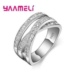 Fashion Women Men Rings 925 Sterling Silver Jewelry Crystal Inlay Overpass Bague Bijoux Dropshipping 5-6-7-8-9-10-11-12-13
