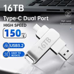 16TB Flash Drive USB 3.2 High Speed Metal Transfer Waterproof C Disk Type-C Large Storage for Phone Computer PC Data New 2026