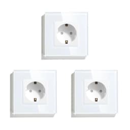BSEED EU Standard Single Wall Socket Double Power Plugs With White Black Crystal Glass Panel Triple Outlets 16A 110V-250V