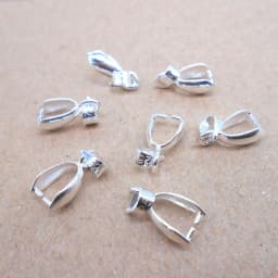 925 Sterling Silver 10PCS Lot Size S-M-L Handmade Jewelry Findings 925 Stamped Silver Bail Connector Bale Pinch Clasp Pendant