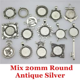 40gram Mix Designs Antique Bronze Color & Antique Silver Color Pendant Blank Cameo Cabochon Base Setting Jewelry Accessories