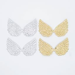 20Pcs Double Sided Gold and Silver Cloth Angel Wing Appliques Patches for DIY Crafts Bow Hairpin Decor Boutique Accessories