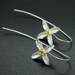 925 sterling silver Long Flower Earrings For Women Elegant Lady Prevent Allergy New Design Fashion Jewelry