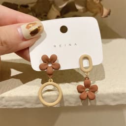 Korean Big Double Flower Drop Earrings for Woman Summer Beach Party Metal Statement Ear Boho Fashion Jewelry Girl Gift