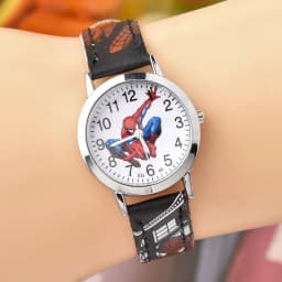 Disney SpiderMan Watch Cute Cartoon Watch Kids Watches Boys Christmas Gift Leather Quartz Watch