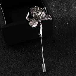Ancient Personality Lotus Flower Brooch Shirt Lapel Pin Suit Corsage Long Needle Pins and Brooches for Women and Men Accessories