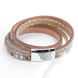 ALLYES Women Leather Bracelet Czech Crystal Vintage Boho Multiple Layered Bohemian Double Wrap Bracelet Men Femme Jewelry Gifts