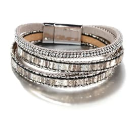 ALLYES Women Leather Bracelet Czech Crystal Vintage Boho Multiple Layered Bohemian Double Wrap Bracelet Men Femme Jewelry Gifts