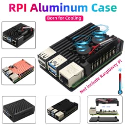 Raspberry Pi 4 Model B 3B+ 3B Aluminum Case Dual Fan Metal Shell Optional Fan Heat Sinks Passive Cooling for Raspberry Pi 4 3