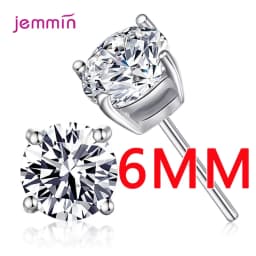 Classic AAA CZ Stud Earrings for Women Men 4MM to 8MM 925 Sterling Silver Crystal Cubic Zircon Studs Earring Mens Jewelry