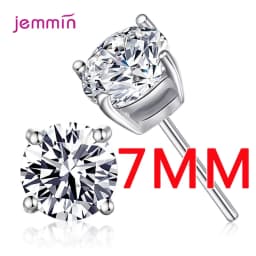 Classic AAA CZ Stud Earrings for Women Men 4MM to 8MM 925 Sterling Silver Crystal Cubic Zircon Studs Earring Mens Jewelry
