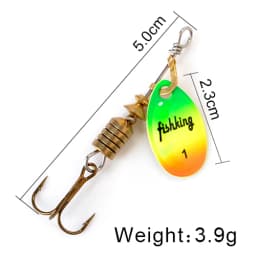 NGB Spinner Bait 3.9g 4.6g 7.4g 10.8g 15g Rotating Spinners Spoon Lures Pike Metal With Treble Hooks Fishing Lure