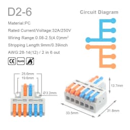 Mini Quick Wire Conductor Connector Universal Compact 2/3 Pin Splicing Push-inTerminal Block 1 in multiple out with fixing Hole