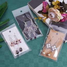 50pcs 5x9cm Kraft Paper Card with Self-Adhesive Bags Blank Cardboard Holder Tags for Long Drop Earring Jewelry Display Packaging