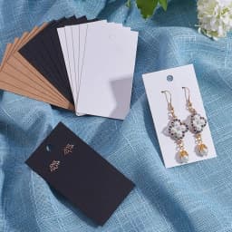 50pcs 5x9cm Kraft Paper Card with Self-Adhesive Bags Blank Cardboard Holder Tags for Long Drop Earring Jewelry Display Packaging