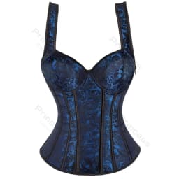 Women Corset with Straps Black Overbust Corset Plus Size Floral Jacquard Corset Zipper Top Gothic Steampunk Corset Bustier