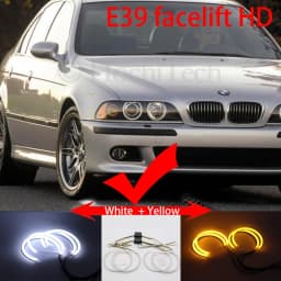 For BMW 5 Series E39 525i 528i 530i 540i White Yellow Dual and White Cotton LED Angel Eyes Kit Ring DRL Turn Signal Light