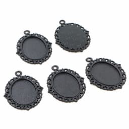 10pcs 13x18mm Inner Size Antique Silver Plated Flower Style Cameo Cabochon Base Setting Charms Pendant necklace findings
